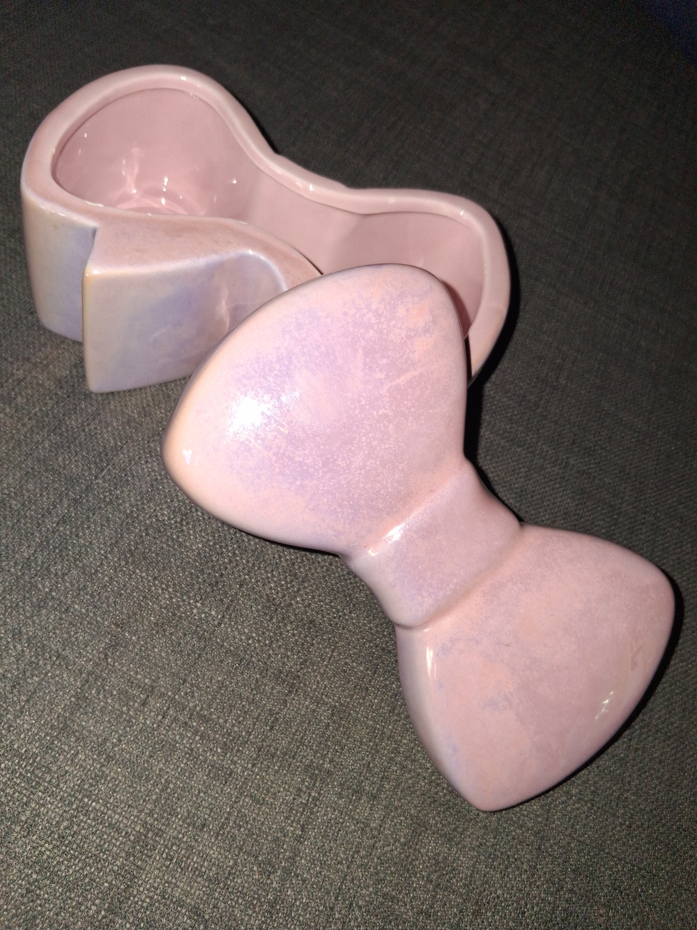 Pink Ceramic Bow Trinket Box